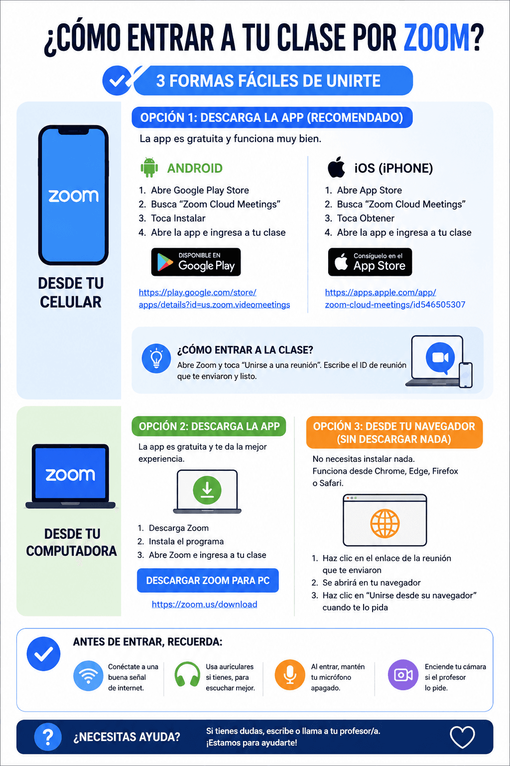 Guía visual: 3 formas fáciles de unirte a tu clase por Zoom, desde el celular o la computadora